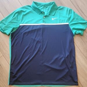 Nike Green & Navy Short-Sleeve Golf Polo